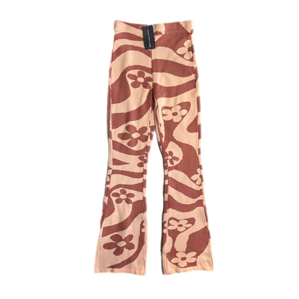 Juniper Blu Brown and Cream Leggings with Artistic Design